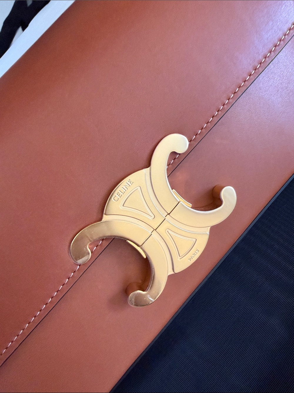 Celine Triomphe Claude Tan Calfskin Leather Shoulder Bag - Picture 3 of 12